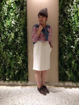 「スウェットスカート」｜「アイテム（チュニック）」を使った、sakakiさん（レディース・157cm）の冬コーディネート