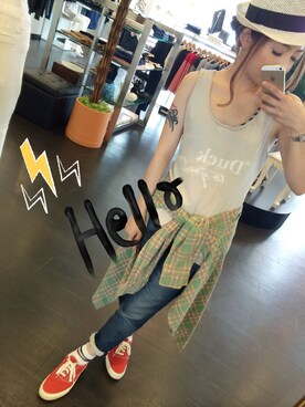 「店頭コーデ」｜「アイテム（スニーカー）」を使った、Goma'sさん（レディース・152cm）の夏コーディネート