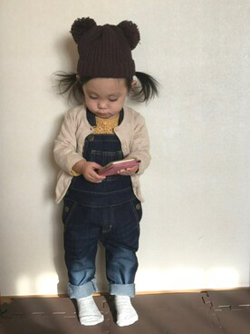 「秋冬」｜「アイテム（オールインワン・サロペット）」を使った、saku_chanさん（キッズ・70cm）の秋コーディネート