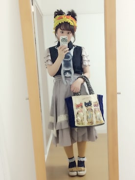「タイツ×靴下」｜「アイテム（その他）」を使った、アカネ混柄問さん（レディース・148cm）の秋コーディネート
