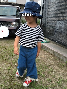 「about a LUCA（アバウト　ア　ルカ）のアイテム」を使った、しー♡なー♡はー♡さん（キッズ・100cm）の夏コーディネート