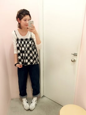 「Dot＆Stripes CHILD WOMAN（ドットアンドストライプス　チャイルドウーマン）のアイテム（カーディガン/ボレロ）」を使った、yumaさん（レディース・165cm）の冬コーディネート