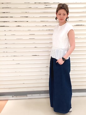 「アイテム（その他ヘアアクセサリー、ブルー系）」を使った、yumaさん（レディース・165cm）の春コーディネート