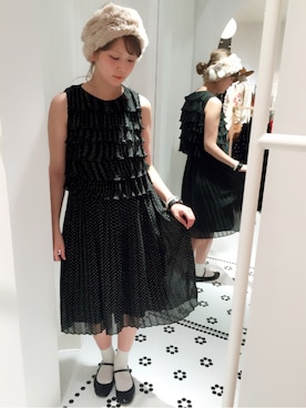 「Dot＆Stripes CHILD WOMAN（ドットアンドストライプス　チャイルドウーマン）のアイテム（ワンピース、ブラック系）」を使った、yumaさん（レディース・161cm）の夏コーディネート
