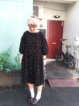 「CHILD WOMAN（チャイルドウーマン）の21Wシャツコール　パフスリーブワンピース（ワンピース、その他）」を使った、yumaさん（レディース・161cm）の夏コーディネート