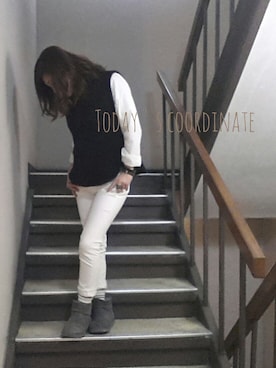 「ハイネックトップス」｜「アイテム（腕時計）」を使った、miya さん（レディース・156cm）の冬コーディネート