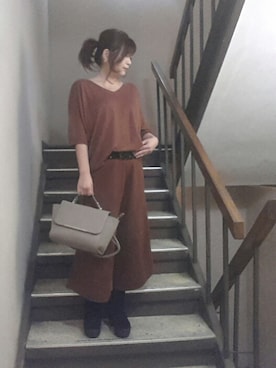 「テラコッタ」｜「アイテム（口紅/リップティント/グロス）」を使った、miya さん（レディース・156cm）の秋コーディネート