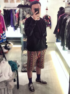 「sweatshirt」｜「アイテム（帽子）」を使った、Paak Chanさん（メンズ・173cm）の冬コーディネート