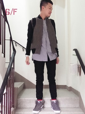 「menswear」｜「アイテム（スタジャン）」を使った、Paak Chanさん（メンズ・173cm）の冬コーディネート