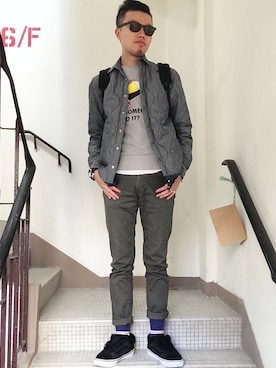 「old skool」｜「アイテム（パンツ）」を使った、Paak Chanさん（メンズ・173cm）の冬コーディネート