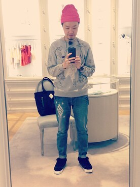 「old skool」｜「アイテム（パンツ）」を使った、Paak Chanさん（メンズ・173cm）の冬コーディネート