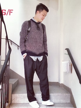 「loose pants」｜Paak Chanさん（メンズ・173cm）の冬コーディネート