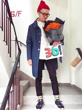 「アイテム（ステンカラーコート）」を使った、Paak Chanさん（メンズ・173cm・30代）の春コーディネート