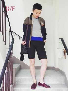 「shorts」｜「アイテム（ジャケット/アウター）」を使った、Paak Chanさん（メンズ・173cm）の春コーディネート