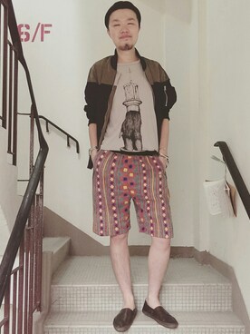 「shorts」｜「アイテム（ジャケット/アウター）」を使った、Paak Chanさん（メンズ・173cm）の春コーディネート