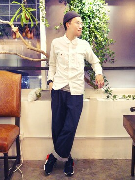 「HOSU（ホス）のアイテム」を使った、Paak Chanさん（メンズ・172cm）の冬コーディネート