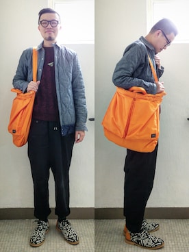 「pattern」｜「アイテム（ショルダーバッグ）」を使った、Paak Chanさん（メンズ・172cm）の冬コーディネート