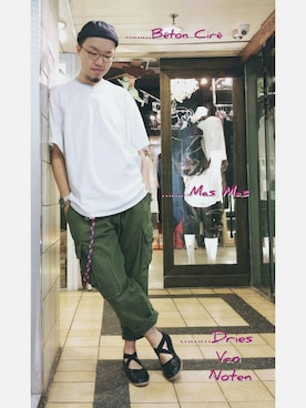 「DRIES VAN NOTEN（ドリスヴァンノッテン）のアイテム（その他シューズ）」を使った、Paak Chanさん（メンズ・172cm）の秋コーディネート