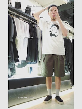 「DRIES VAN NOTEN（ドリスヴァンノッテン）のアイテム（スニーカー）」を使った、Paak Chanさん（メンズ・172cm）の秋コーディネート