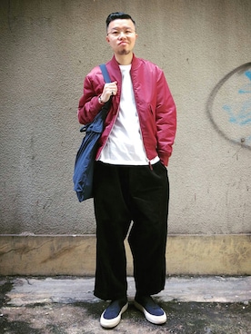 「DRIES VAN NOTEN（ドリスヴァンノッテン）のアイテム（スニーカー）」を使った、Paak Chanさん（メンズ・172cm）の秋コーディネート