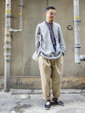 「DRIES VAN NOTEN（ドリスヴァンノッテン）のアイテム（その他シューズ）」を使った、Paak Chanさん（メンズ・172cm）の冬コーディネート