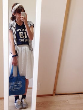 「アイテム（アナログ腕時計、ブルー系）」を使った、coaさん（レディース・158cm）の夏コーディネート
