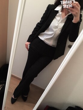 「ELLE（エル）のアイテム（セットアップ）」を使った、marikoさん（レディース・162cm）の冬コーディネート
