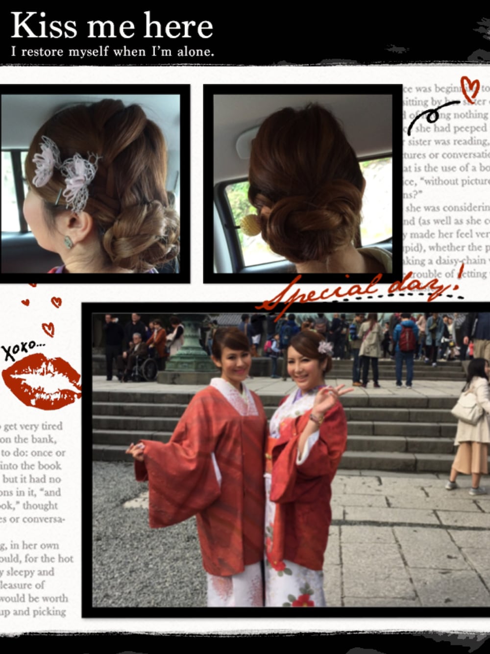 「花見、着物、ヘアメイク」｜「no brandのアイテム（浴衣、レッド系）」を使った、わいわいさん（レディース・165cm）の春コーディネートの1枚目の写真