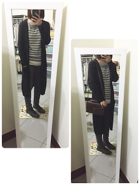 「H&M（エイチ・アンド・エム）のアイテム（ピーコート）」を使った、エイキンさん（レディース・166cm）の秋コーディネート