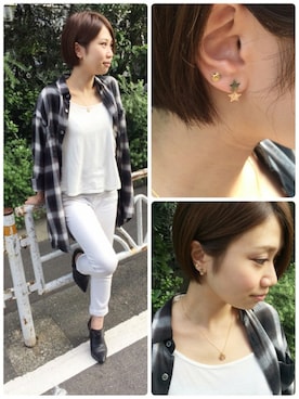 「アイテム（ピアス（片耳用））」を使った、TAKE-UP_STAFFさん（レディース・158cm）の秋コーディネート