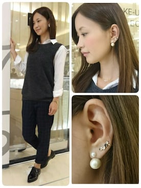 「アイテム（ピアス（片耳用））」を使った、TAKE-UP_STAFFさん（レディース・158cm）の秋コーディネート