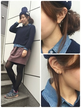 「アイテム（イヤリング（片耳用））」を使った、TAKE-UP_STAFFさん（レディース・158cm）の冬コーディネート