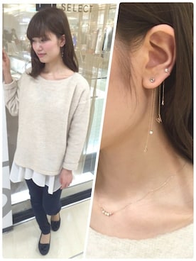 「アイテム（ピアス（片耳用））」を使った、TAKE-UP_STAFFさん（レディース・158cm）の春コーディネート