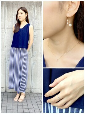 「TAKE-UP（テイクアップ）のアイテム（リング）」を使った、TAKE-UP_STAFFさん（レディース・165cm）の夏コーディネート
