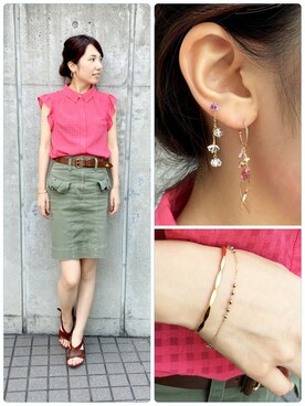 「アイテム（バングル/リストバンド）」を使った、TAKE-UP_STAFFさん（レディース・150cm）の夏コーディネート