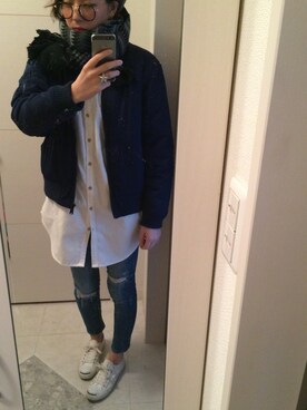 「EMODA（エモダ）のアイテム（カバーオール）」を使った、CHAMOさん（レディース・166cm）の秋コーディネート