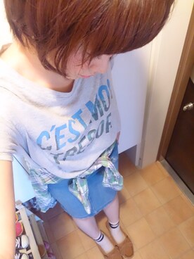 「ＬＥＰＳＩＭのアイテム（Tシャツ/カットソー、グレー系）」を使った、花ほたるさん（レディース・167cm）の秋コーディネート