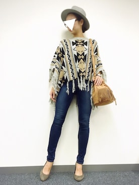 「アイテム（トップス、ブラウン系）」を使った、MINAKOさん（レディース・165cm）の秋コーディネート