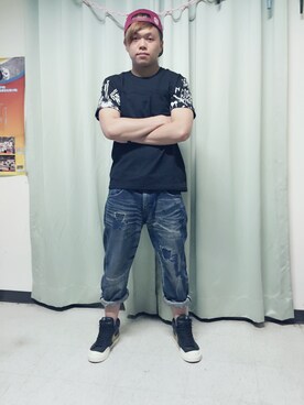 「SQUAD（スクアッド）のアイテム（帽子）」を使った、'Lim-Ah flowerさん（メンズ・174cm）の春コーディネート