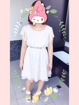 「ureのアイテム（ワンピース、ピンク系）」を使った、little an ningさん（レディース・151cm）の春コーディネート