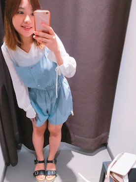 「MIXXO（ミッソ）のアイテム（オールインワン・サロペット）」を使った、little an ningさん（レディース・151cm）の秋コーディネート