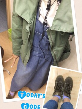 「OZOC（オゾック）のアイテム（ミリタリージャケット）」を使った、psadyさん（レディース・163cm）の春コーディネート