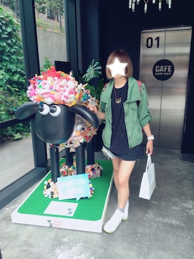 「OZOC（オゾック）のアイテム（ミリタリージャケット）」を使った、psadyさん（レディース・163cm）の春コーディネート