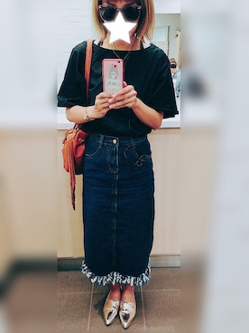 「デニムスカートINスタイル」｜psadyさん（レディース・163cm）の夏コーディネート