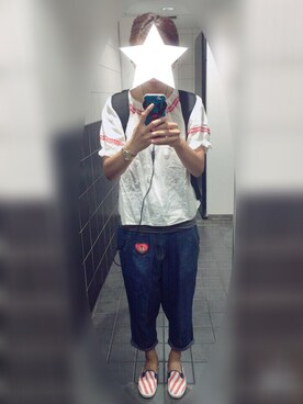 「WC（ダブル シー）のアイテム（デニムパンツ）」を使った、psadyさん（レディース・163cm）の夏コーディネート
