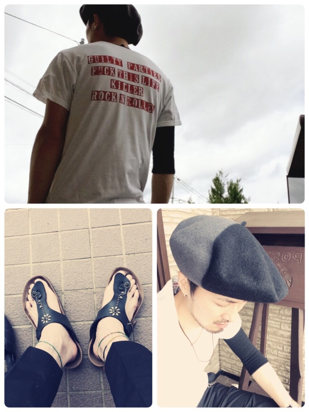 「アンクレット、ワコマリア、ビルケンシュトック　サンダル」｜「B印 YOSHIDA(BEAMS×PORTER)の石塚啓次“BUENA VISTA” Basque Hat(13.5)（ハット、グレー系）」を使った、けいちさん（メンズ・174cm）の夏コーディネートの1枚目の写真
