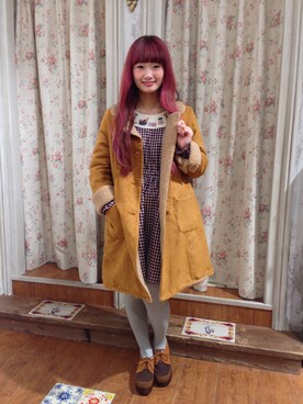 「スカラップ」｜「アイテム（その他アウター）」を使った、つぅちゃんさん（レディース・157cm）の秋コーディネート