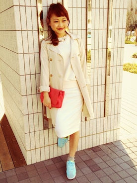 「トレンチ」｜「アイテム（スウェット）」を使った、shioriさん（レディース・158cm）の春コーディネート