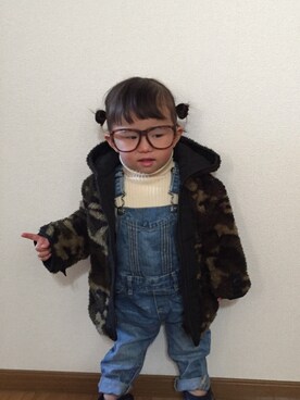 「アイテム（モッズコート）」を使った、utaさん（キッズ・80cm）の冬コーディネート