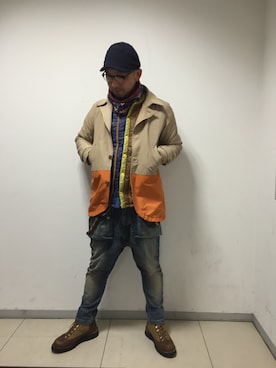 「ALDIES（アールディーズ）のアイテム（ダウンジャケット/コート）」を使った、UEさん（メンズ・175cm）の冬コーディネート